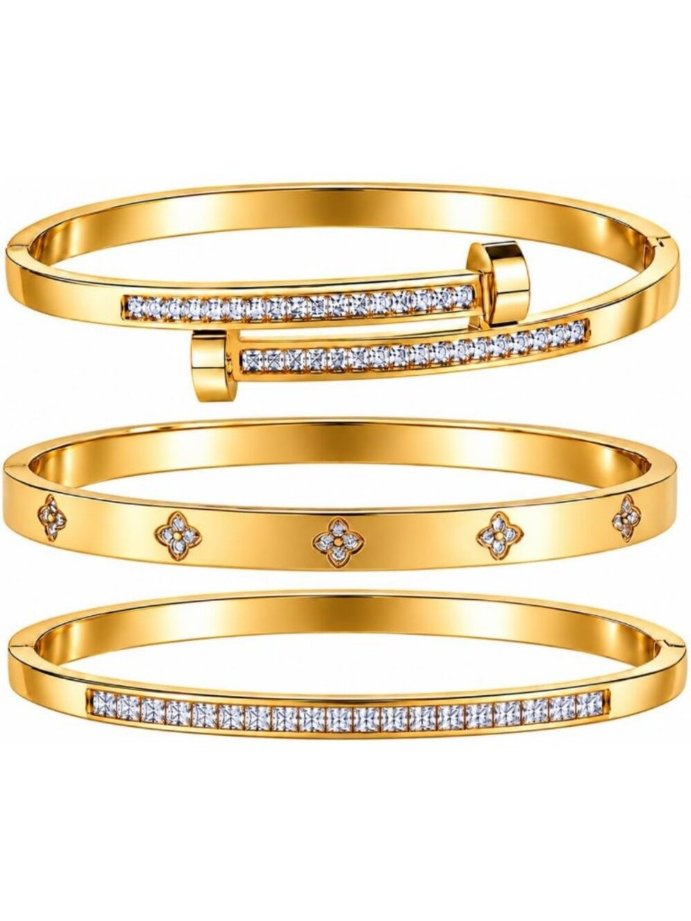 Elegant Gold Bangle Bracelets Stack for Women - Versatile Accessory for Any